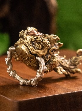 螭龙丨鱼跃龙门鱼化龙纯铜神兽A桌面摆件手把件钥匙扣挂件考试礼