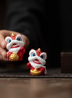 新中式国风招g财进宝石狮子桌面办公桌装饰摆件高级感小众生日礼