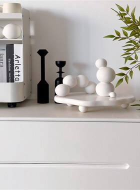 ins侘寂风素烧陶瓷抽象艺术组合摆件小号M圆形家居电视柜桌面软装
