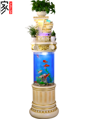 欧式养鱼缸客厅风水摆件落地循环流水大型喷泉创意家W居室内装饰