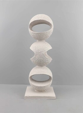 轻奢几何半圆镂空球体连环雕塑树脂D摆件茶几家居玄关桌面软装饰