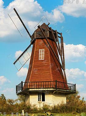 定制大型户外防腐木荷兰景观风车景区公园商场樟子松木质风车摆件