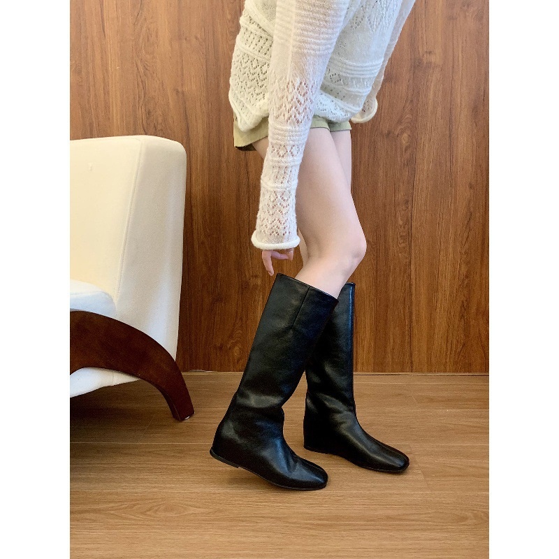 内复古棕色美拉德长筒骑士靴女2025秋季单靴瘦瘦靴高筒直筒时装靴 - 图1