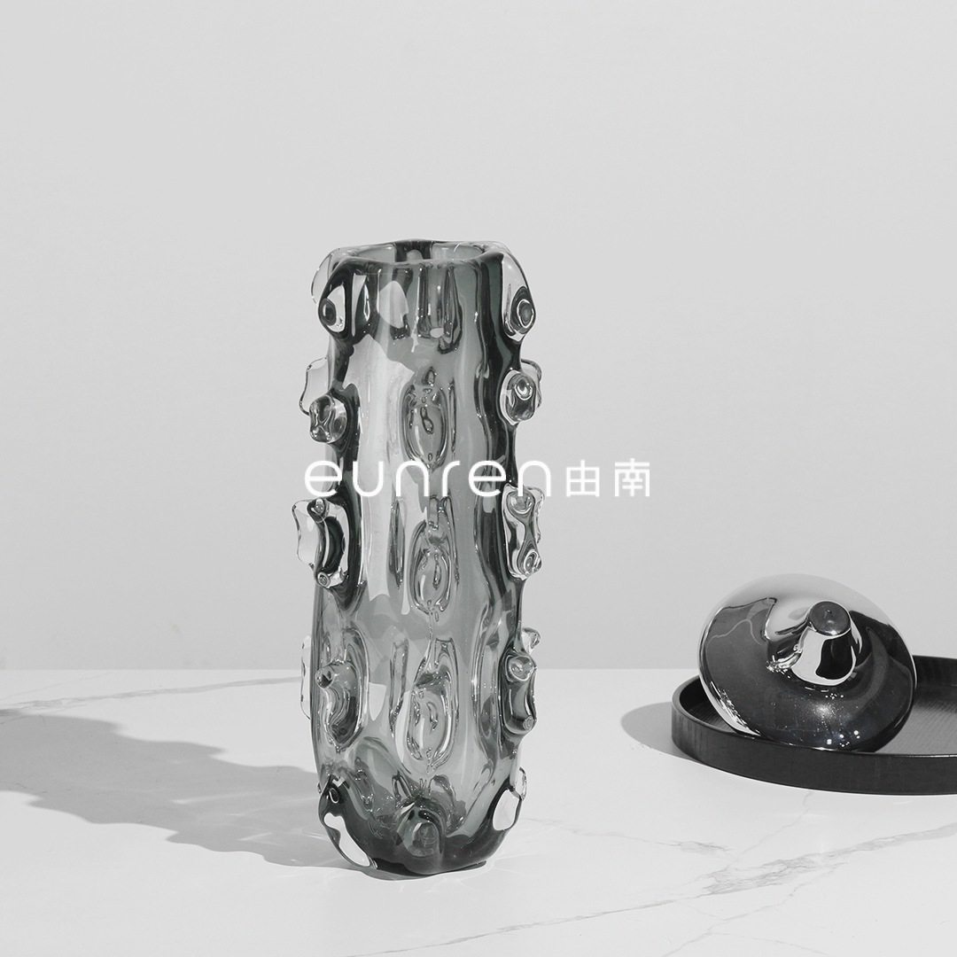 现代简约手工玻璃创意圆圈花瓶花器家居样板房客厅插花软装饰品,淘宝优惠券,粉丝福利购,淘宝优惠卷