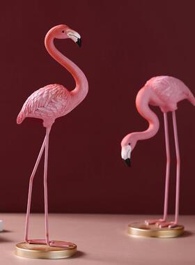 北欧ins火烈鸟摆件树脂工艺品 创意客厅电视柜书架桌面家居装饰品