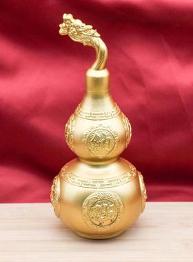 0黄铜龙头葫芦桌面摆件四神兽平安大号开口葫芦铜工艺品办公室摆