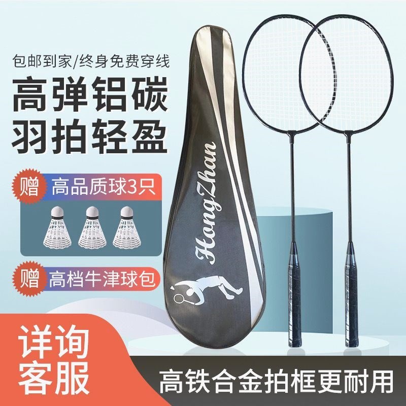 羽毛球拍专业比赛专用羽毛球拍套袋钛合金耐打高弹娱乐训练双拍轻 - 图0