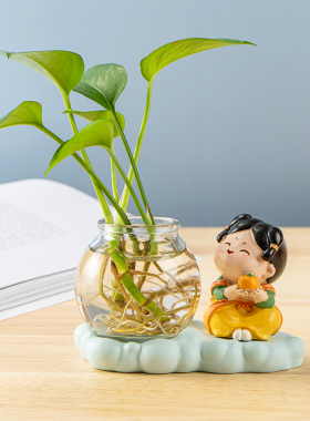 速发桌面摆解治愈系创意桌爱办公可装饰品件压神器水培绿萝情人节