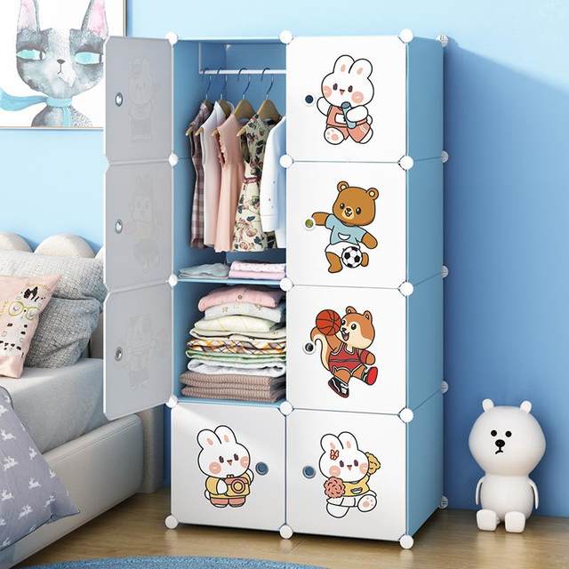 Children's wardrobe cartoon children simple economical boy girl assemble storage storage cabinet baby baby wardrobe