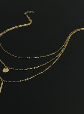 好货Jewelry Sequins Metallic Multilayer Necklace