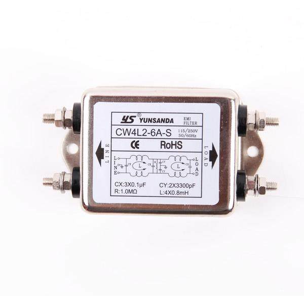 台湾YUNSANDA单相交流220V电源滤波器CW4L2-3A-S双节抗干扰螺丝式 - 图3