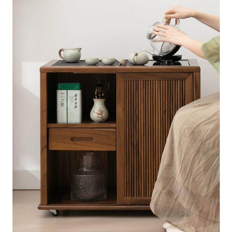 胡桃木移动泡茶台办公室茶几客厅烧水壶一体实木茶水柜轻奢煮茶柜,淘宝优惠券,粉丝福利购,淘宝优惠卷