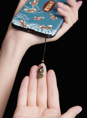 保真天然和田玉生肖马手机挂链