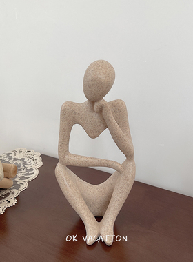 速发风家居装饰人物装术摆件小众思考者抽象雕塑脂树房间艺饰餐厅