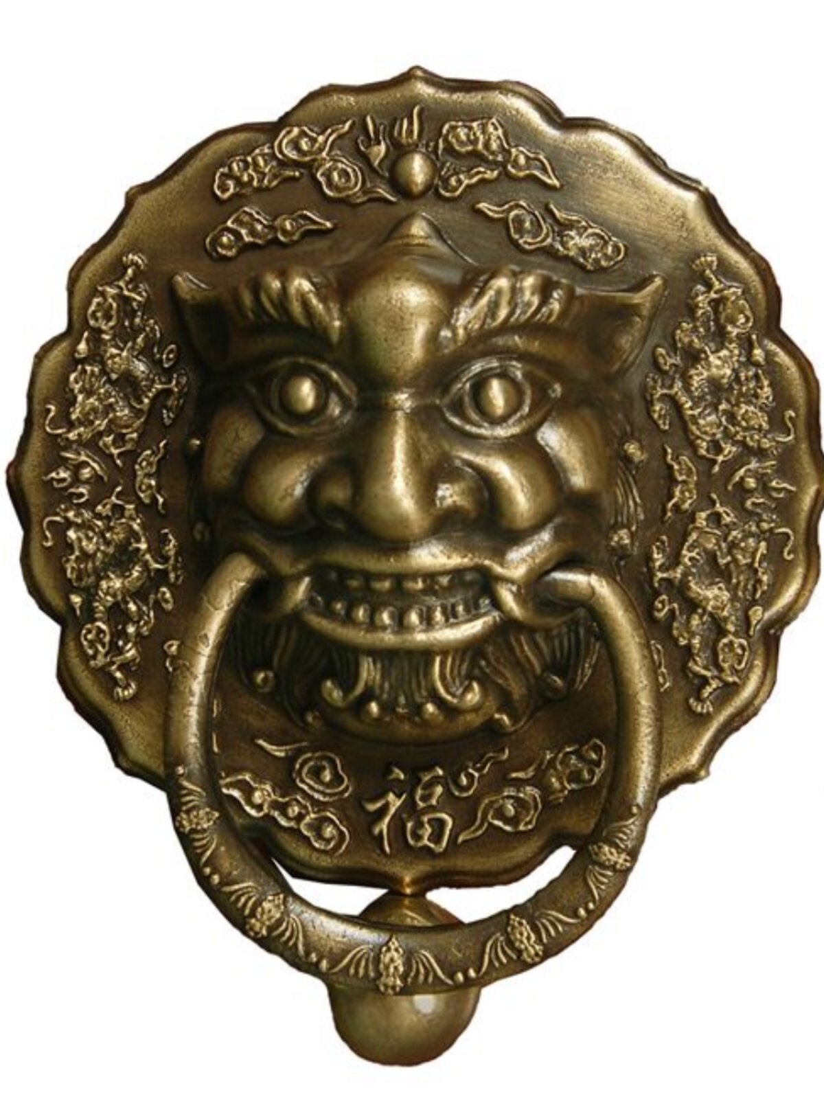 门把手中式仿古门环拉手兽头门环纯铜狮头木门庭院把手铜拉环