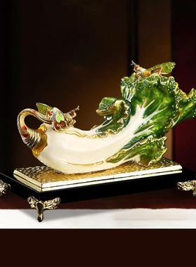 百财家居装饰品办公室客厅酒柜摆件白菜玉如意开业乔迁礼品