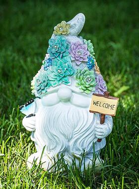 户外太阳能树脂工艺品花园小矮人装饰摆件草坪庭院灯庭院灯饰