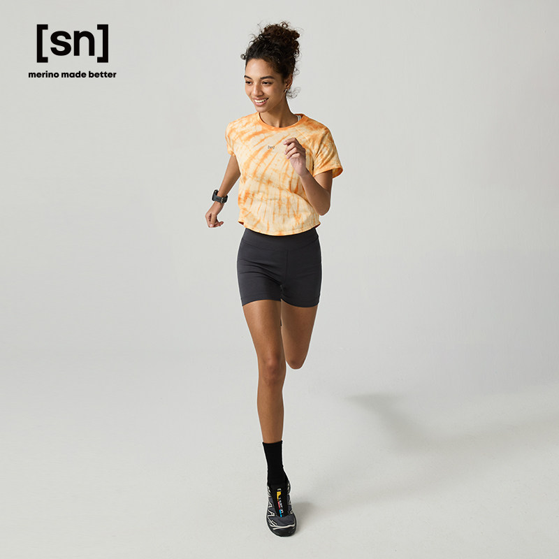 SN美利奴羊毛扎染短袖T恤女户外运动跑步短款T恤50/50扎染系列,淘宝优惠券,粉丝福利购,淘宝优惠卷