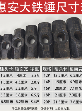 石工锤大榔头重型石工锤子大铁锤方头锤子八角锤惠安锤岩峰钢锤子