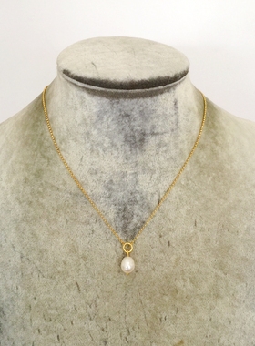 项链 看好尺寸不退513 m/1937 质感亚光金色 淡水珍珠坠 简约百搭