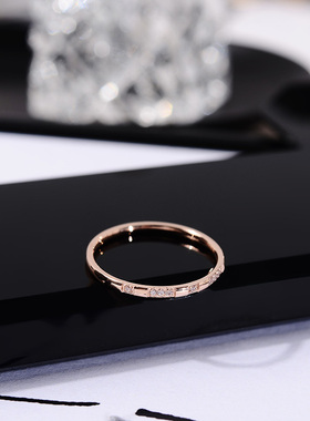 时尚极简超细微镶钻钛钢戒指女日韩潮人网红食指环小指尾戒子饰品