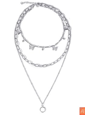 woman Butterfly pendant multilayer Necklace pendant Fashion