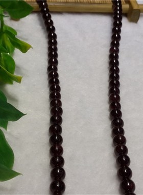 A石榴石手錬项链镶水晶纯银碧玺手串佛珠佛串念珠 酒红色男女