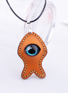 琦诺夏季热带风情项链爱情鱼恶魔之眼手工牛皮颈链时尚蜡绳项饰
