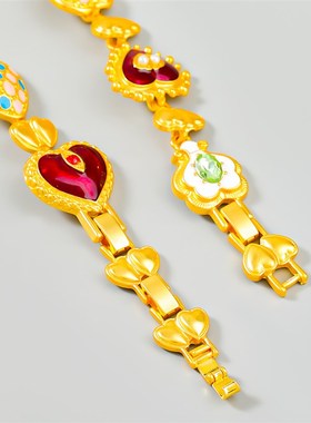 欧美跨境心形项链合金滴油项饰多层爱心花卉颈链波西米亚配饰