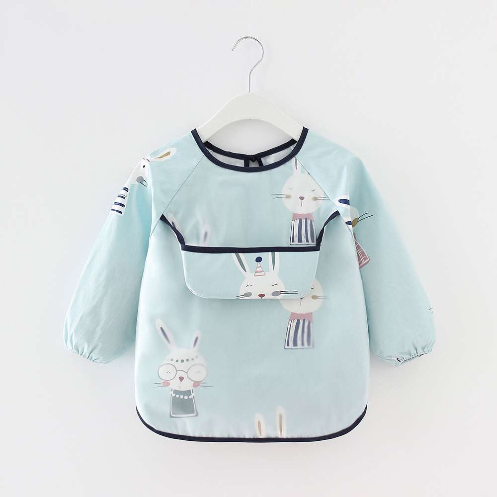 Baby eating smock, children's apron, bib, waterproof, anti-dirty rice pocket, baby long-sleeved, reverse-wearing protective clothing for boys and girls