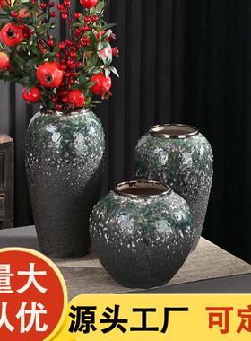 复古墨绿色花美式简约田园风干花插花花水培富贵竹花盆摆件