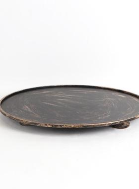 现代新中式围边托盘摆件酒店展厅会所桌面收纳软装花艺盆景花搭配