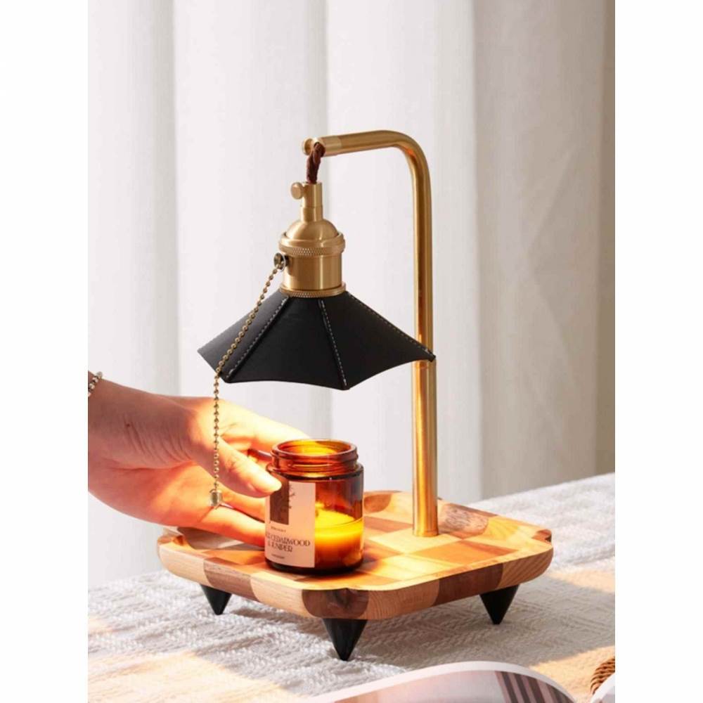 融烛灯实木复古香薰蜡烛台灯无火融蜡灯茶台灯酒馆烛灯生日礼物 - 图1