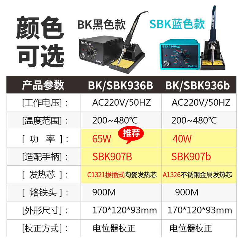 白光电烙铁BK936B恒温可调温洛铁工具套装家用锡焊维修焊接电焊台 - 图0