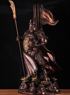 紫铜色关公摆件关二爷武财神爷关羽招财神像招财家居客厅佛堂供奉