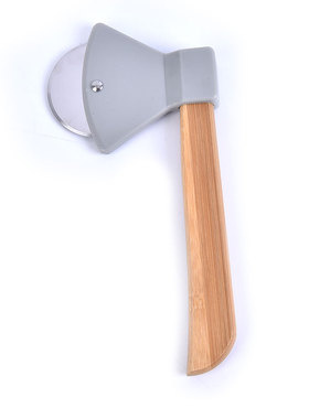 好货Axe Bamboo Handle Pizza Cutter Rotating Blade Home Kitch