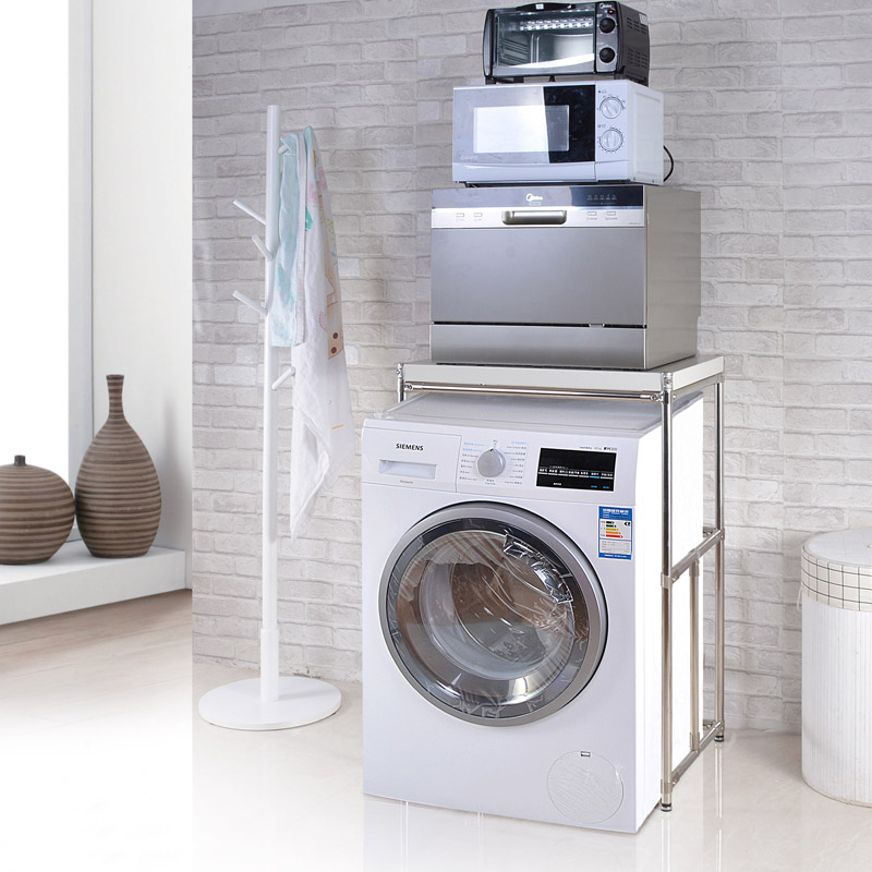 烘干机洗衣机叠放架置地洗碗机置物架阳台滚筒波轮不锈钢收纳架子 - 图1