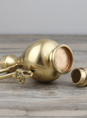 仿古纯黄铜酒壶仿古佛堂供奉摆件