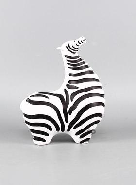 创意艺术条纹马工艺品客厅书柜样板房儿童书家居装饰工艺摆件