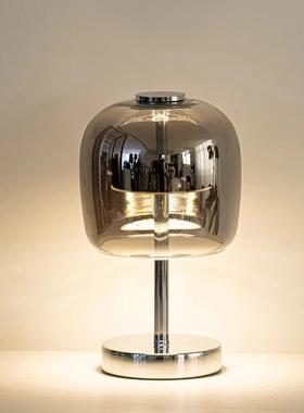 装饰台灯网红卧室书房玻璃灯具北欧简约床头小夜灯个性吧台氛围灯