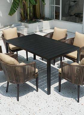 户外桌椅别墅庭院防雨藤椅室外露台外摆桌子阳台藤编休闲桌椅组合