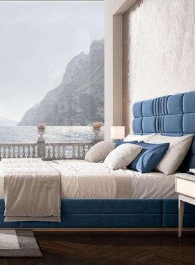 意式极简布艺床轻奢后现代简约高端家具设计师别墅新款大气软床