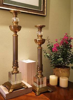 美式复古金属水晶蜡烛台欧式别墅样板间客厅玄关烛光晚餐餐桌摆件