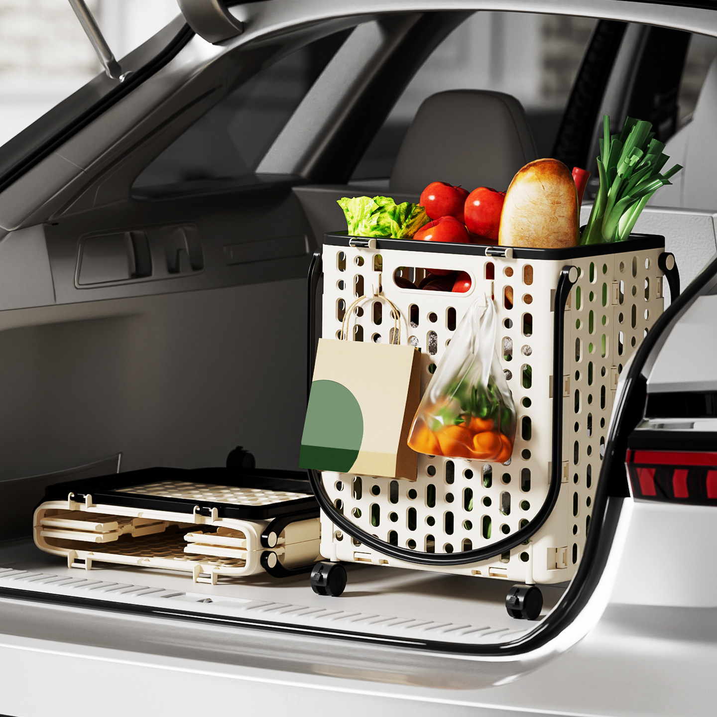 可折叠便携购物车家用买菜篮带轮大容量取快递收纳篮多功能储物篮,淘宝优惠券,粉丝福利购,淘宝优惠卷