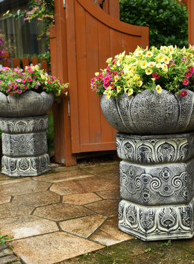 室内户外小院大门口装饰摆件中式庭院人造石鼓门墩坐墩仿石凳底座