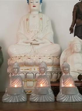 水泥小佛摆件15公分小如来摆件烛台佛像摆件