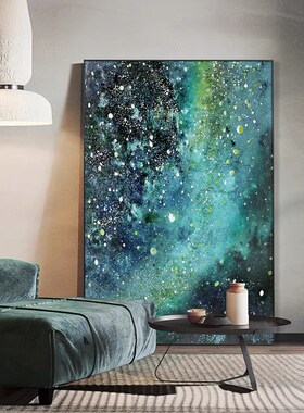 好货绿色星海点缀沙发背景墙装饰画大幅肌理感客厅落地画抽象玄关