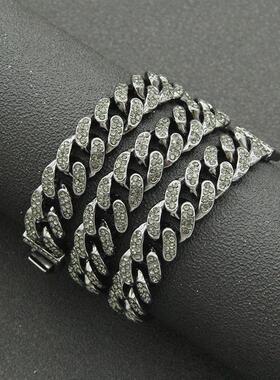 极速Hip-hop full diamond Cuban chain necklace personality st