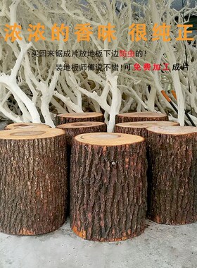 带皮香樟树段庭院客m厅装饰原木茶几凳摆件树桩废弃旧树根木桩墩