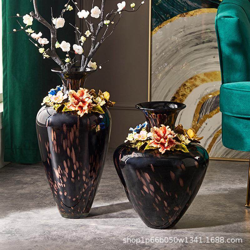 轻奢艺术玻璃花瓶简约插花花器摆设工艺陶瓷花盆家居饰品两件套,淘宝优惠券,粉丝福利购,淘宝优惠卷